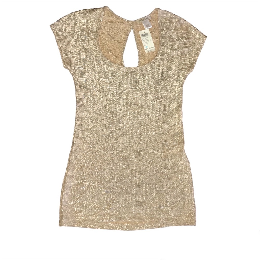 Gold Metallic Top Stretchy Special Occasion Night Out Disco Rave Top Size Small